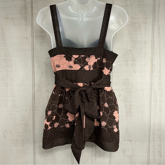 Vintage Mixit Y2k Babydoll Top Size‎ L Sleeveless Dark Floral Forest Fairy Boho - Picture 3 of 9
